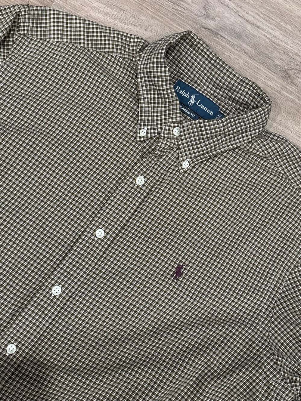 Ralph Lauren Classic Fit Gingham Shirt Size XL Brown Plaid Long Sleeve